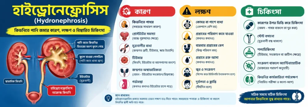 হাইড্রোনেফ্রোসিস (Hydronephrosis) কিডনিতে পানি জমার কারণ, লক্ষণ ও বিস্তারিত চিকিৎসা
